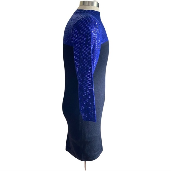 St. John Evening Black Cobalt Blue Sequined Evening Dress Cocktail Party Luxe 10 - Picture 7 of 14